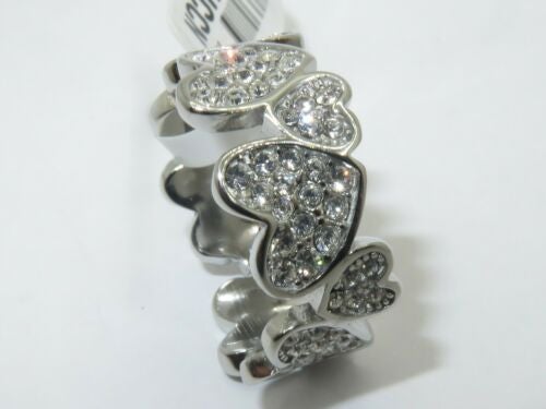 Jewellery Kingdom Ladies Heart Simulated Diamond Full Eternity Stainless Steel Ring - Jewelry Rings - British D'sire