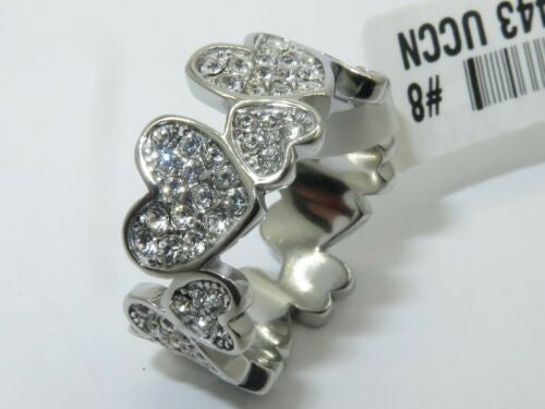 Jewellery Kingdom Ladies Heart Simulated Diamond Full Eternity Stainless Steel Ring - Jewelry Rings - British D'sire