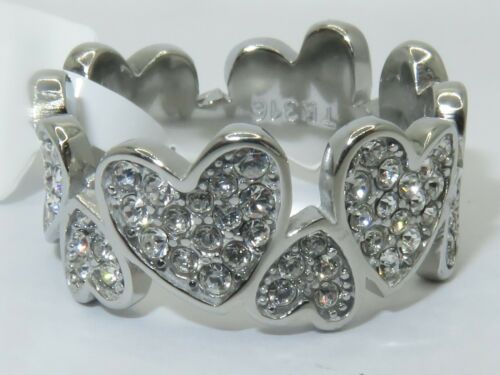 Jewellery Kingdom Ladies Heart Simulated Diamond Full Eternity Stainless Steel Ring - Jewelry Rings - British D'sire