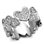 Jewellery Kingdom Ladies Heart Simulated Diamond Full Eternity Stainless Steel Ring - Jewelry Rings - British D'sire