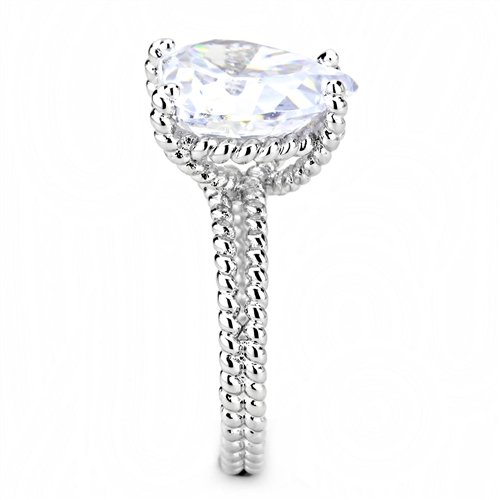 Jewellery Kingdom Ladies Heart solitaire Cubic Zirconia 8 Carat Rope Super Sparkling Cocktail Ring (Silver) - Jewelry Rings - British D'sire