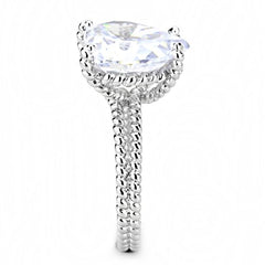 Jewellery Kingdom Ladies Heart solitaire Cubic Zirconia 8 Carat Rope Super Sparkling Cocktail Ring (Silver) - Jewelry Rings - British D'sire