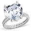 Jewellery Kingdom Ladies Heart solitaire Cubic Zirconia 8 Carat Rope Super Sparkling Cocktail Ring (Silver) - Jewelry Rings - British D'sire