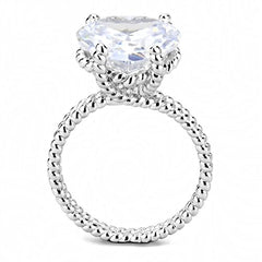 Jewellery Kingdom Ladies Heart solitaire Cubic Zirconia 8 Carat Rope Super Sparkling Cocktail Ring (Silver) - Jewelry Rings - British D'sire
