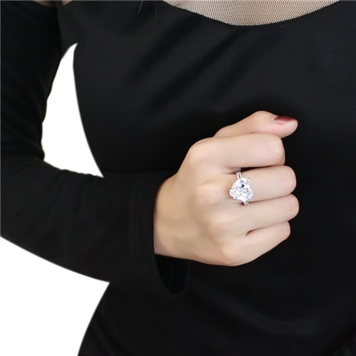 Jewellery Kingdom Ladies Heart solitaire Cubic Zirconia 8 Carat Rope Super Sparkling Cocktail Ring (Silver) - Jewelry Rings - British D'sire