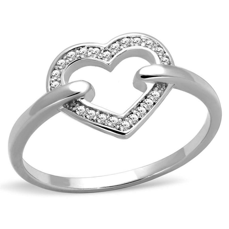 Jewellery Kingdom Ladies Heart Sterling Cubic Zirconia Pretty Elegant Handmade Size J Ring (Silver) - Jewelry Rings - British D'sire
