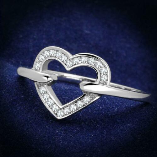 Jewellery Kingdom Ladies Heart Sterling Cubic Zirconia Pretty Elegant Handmade Size J Ring (Silver) - Jewelry Rings - British D'sire Main image