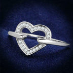 Jewellery Kingdom Ladies Heart Sterling Cubic Zirconia Pretty Elegant Handmade Size J Ring (Silver) - Jewelry Rings - British D'sire