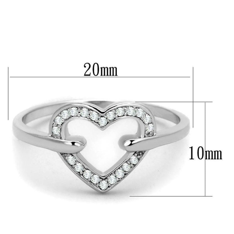 Jewellery Kingdom Ladies Heart Sterling Cubic Zirconia Pretty Elegant Handmade Size J Ring (Silver) - Jewelry Rings - British D'sire