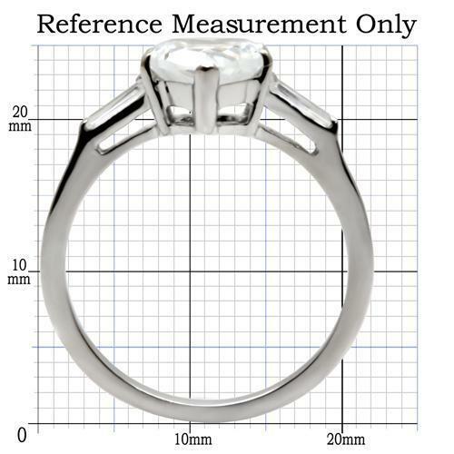 Jewellery Kingdom Ladies Heartbaguettes Cubic Zirconia Engagement Ladies Stainless Steel Ring (Silver) - Jewelry Rings - British D'sire
