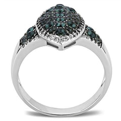 Jewellery Kingdom Ladies Heavily Encrusted Blue Green Zircon Set Ring (Silver) - Rings - British D'sire