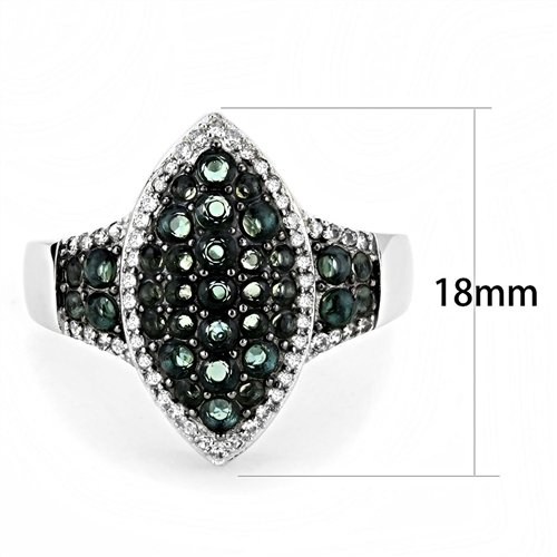 Jewellery Kingdom Ladies Heavily Encrusted Blue Green Zircon Set Ring (Silver) - Rings - British D'sire