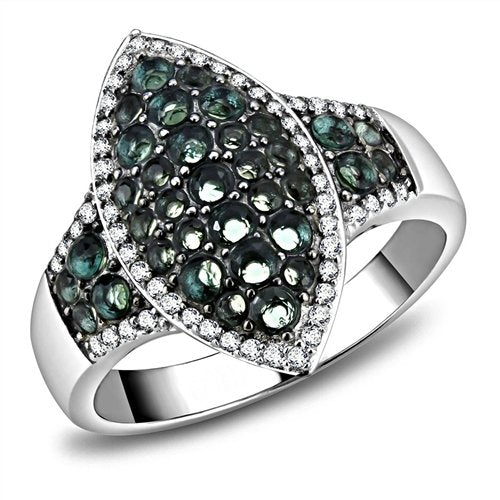 Jewellery Kingdom Ladies Heavily Encrusted Blue Green Zircon Set Ring (Silver) - Rings - British D'sire Main image