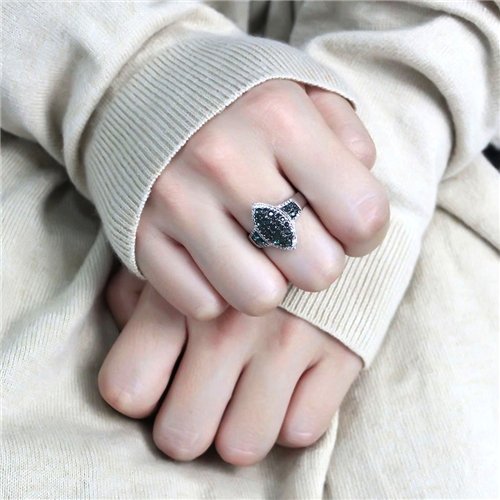 Jewellery Kingdom Ladies Heavily Encrusted Blue Green Zircon Set Ring (Silver) - Rings - British D'sire