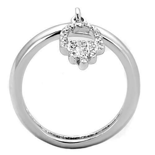 Jewellery Kingdom Ladies Jewish Hamesh Charm Band Hand Cz Silver Dangle Rhodium Good Luck Ring - Jewelry Rings - British D'sire