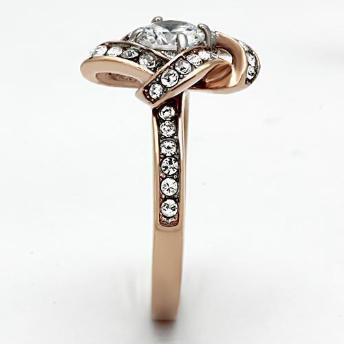 Jewellery Kingdom Ladies Knott Cubic Zirconia Dress Stainless Steel Ring (Rose Gold) - Jewelry Rings - British D'sire