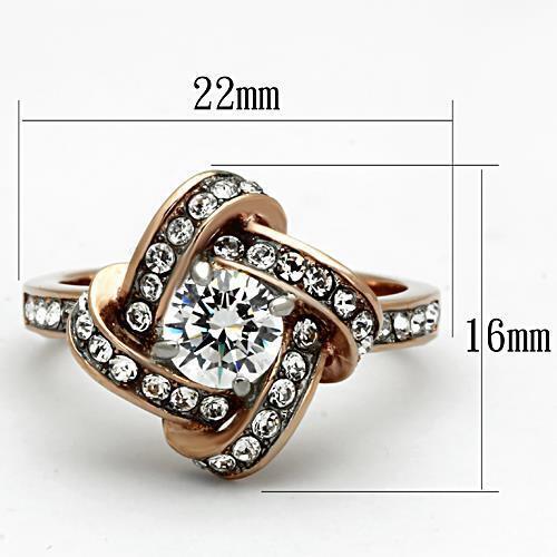 Jewellery Kingdom Ladies Knott Cubic Zirconia Dress Stainless Steel Ring (Rose Gold) Secondary image