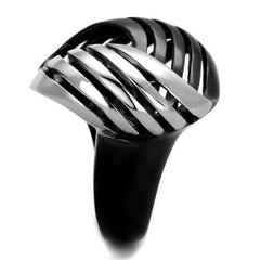 Jewellery Kingdom Ladies Knott Silver Stainless Steel Statement No Stone Cocktail Black Ring - Jewelry Rings - British D'sire