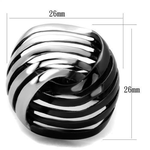 Jewellery Kingdom Ladies Knott Silver Stainless Steel Statement No Stone Cocktail Black Ring - Jewelry Rings - British D'sire