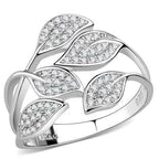 Jewellery Kingdom Ladies Leaf Sterling Silver Band Cubic Zirconia Pave Pretty Ring (Silver) - Jewelry Rings - British D'sire