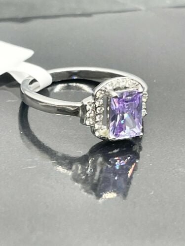 Jewellery Kingdom Ladies Light Amethyst Purple Stainless Steel Cubic Zirconia Ring (Silver) - Jewelry Rings - British D'sire