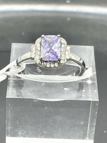 Jewellery Kingdom Ladies Light Amethyst Purple Stainless Steel Cubic Zirconia Ring (Silver) - Jewelry Rings - British D'sire