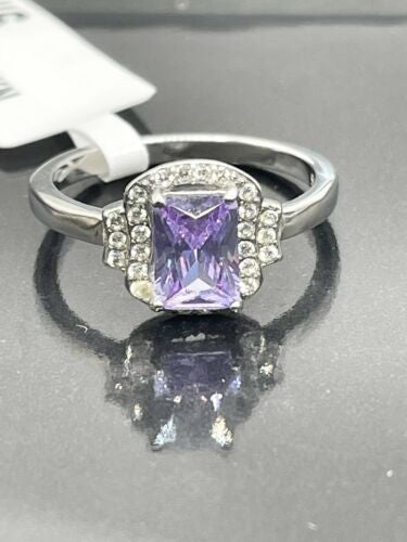 Jewellery Kingdom Ladies Light Amethyst Purple Stainless Steel Cubic Zirconia Ring (Silver) Secondary image