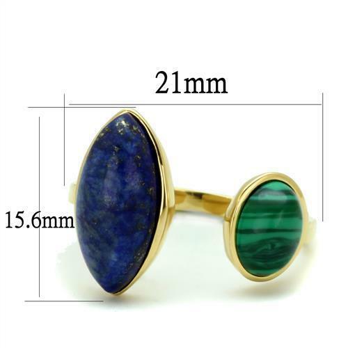 Jewellery Kingdom Ladies Malachite Semi Montana Gemstone Ring (Gold) Secondary image