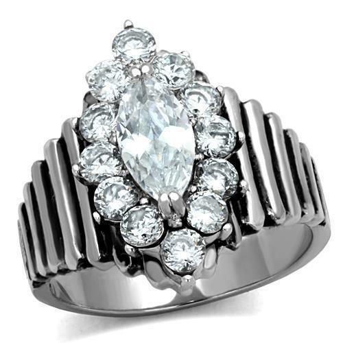 Jewellery Kingdom Ladies Marquise 2 Carat Cubic Zirconia Stainless Steel Ring - Jewelry Rings - British D'sire Main image