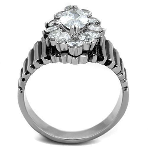 Jewellery Kingdom Ladies Marquise 2 Carat Cubic Zirconia Stainless Steel Ring - Jewelry Rings - British D'sire