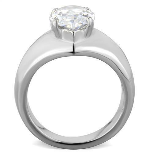 Jewellery Kingdom Ladies Marquise 4ct Solitaire Cubic Zirconia Stainless Steel Clear Ring - Jewelry Rings - British D'sire