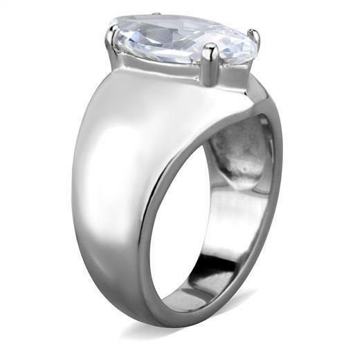 Jewellery Kingdom Ladies Marquise 4ct Solitaire Cubic Zirconia Stainless Steel Clear Ring - Jewelry Rings - British D'sire