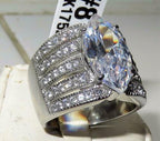 Jewellery Kingdom Ladies Marquise 8 Carat Cubic Zirconia Stainless Steel Cocktail Dress Clear Ring (Silver) - Jewelry Rings - British D'sire