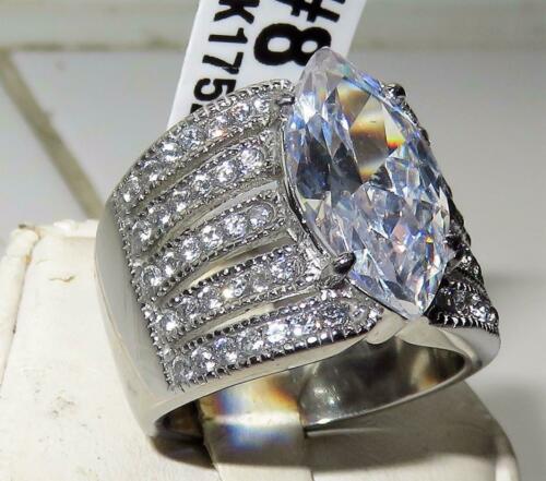 Jewellery Kingdom Ladies Marquise 8 Carat Cubic Zirconia Stainless Steel Cocktail Dress Clear Ring (Silver) - Jewelry Rings - British D'sire