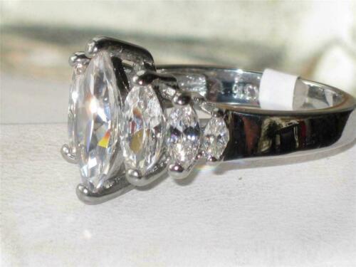 Jewellery Kingdom Ladies Marquise Anniversary Simulated Diamonds Ring (Silver) Secondary image
