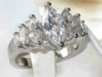 Jewellery Kingdom Ladies Marquise Anniversary Simulated Diamonds Ring (Silver) - Jewelry Rings - British D'sire