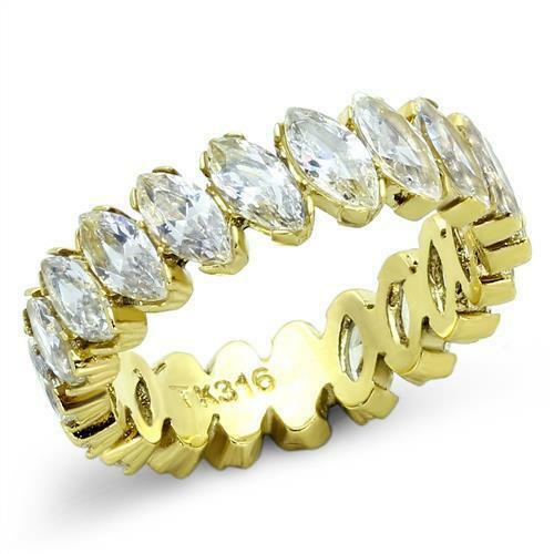 Jewellery Kingdom Ladies Marquise Band 18CT Steel Full Eternity Stacking Ring (Gold) - Jewelry Rings - British D'sire Main image