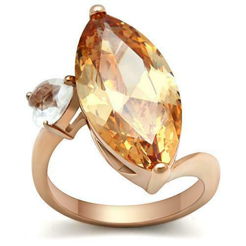 Jewellery Kingdom Ladies Marquise Champagne Cz Hear 12 Carat Cocktail Ring (Rose Gold) - Jewelry Rings - British D'sire Main image