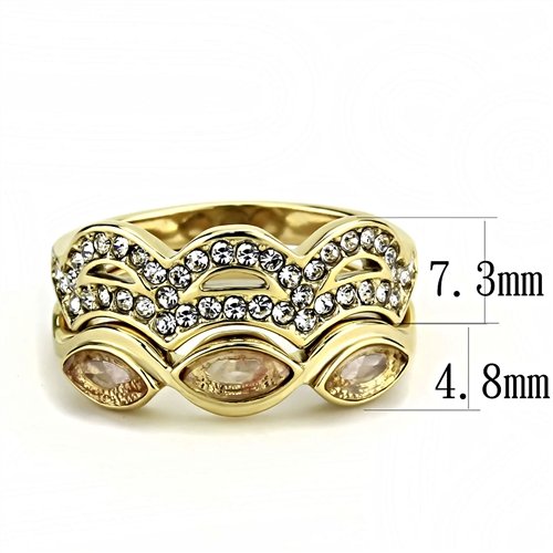 Jewellery Kingdom Ladies Marquise Champagne Engagement Wedding Band Steel Bezel Ring Set (Gold) Secondary image