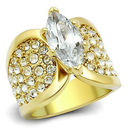 Jewellery Kingdom Ladies Marquise Cocktail Simulated Diamonds Ring - Rings - British D'sire Main image