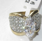 Jewellery Kingdom Ladies Marquise Cubic Zirconia 4 Carat 18kt Steel Super Sparkling Comfort Ring (Gold) - Jewelry Rings - British D'sire