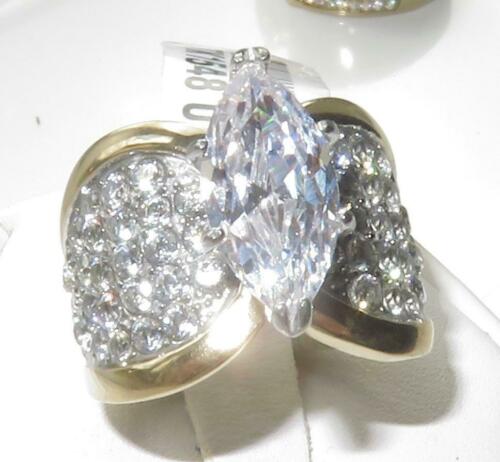 Jewellery Kingdom Ladies Marquise Cubic Zirconia 4 Carat 18kt Steel Super Sparkling Comfort Ring (Gold) - Jewelry Rings - British D'sire Main image