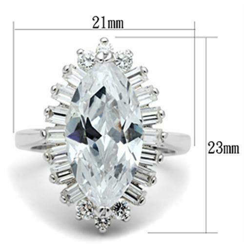 Jewellery Kingdom Ladies Marquise Cubic Zirconia 5CT Emerald Cuts Ring (Sterling Silver) - Jewelry Rings - British D'sire