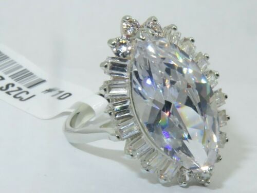 Jewellery Kingdom Ladies Marquise Cubic Zirconia 5CT Emerald Cuts Ring (Sterling Silver) - Jewelry Rings - British D'sire