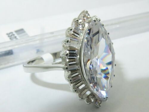 Jewellery Kingdom Ladies Marquise Cubic Zirconia 5CT Emerald Cuts Ring (Sterling Silver) - Jewelry Rings - British D'sire