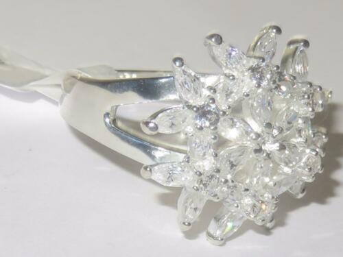 Jewellery Kingdom Ladies Marquise Cubic Zirconia Flower Pretty Cocktail Ring (Sterling Silver) - Jewelry Rings - British D'sire Main image