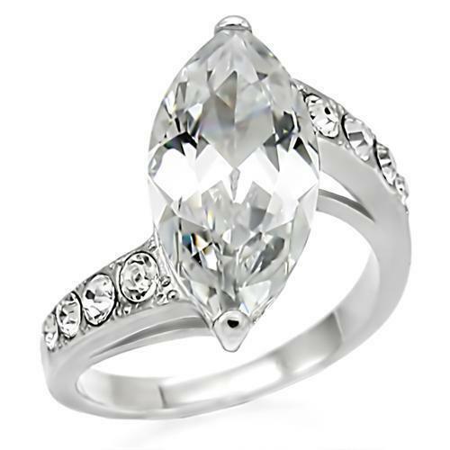 Jewellery Kingdom Ladies Marquise Cut 4K Cocktail Ring (Silver) - Rings - British D'sire Main image