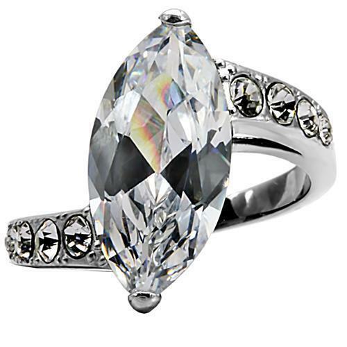 Jewellery Kingdom Ladies Marquise Cut 4K Cocktail Ring (Silver) Secondary image