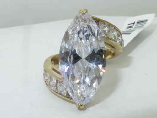 Jewellery Kingdom Ladies Marquise Cut Sparkling Cocktail 8k Ring (Gold) - Jewelry Rings - British D'sire Main image