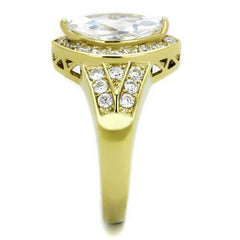 Jewellery Kingdom Ladies Marquise Cz Accents Steel Pave Sparkling Stamped Ring (Gold) - Jewelry Rings - British D'sire